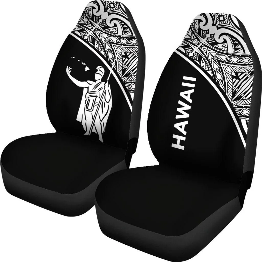 Hawaii Car Seat Covers - Kamehameha King Polynesian White Curve