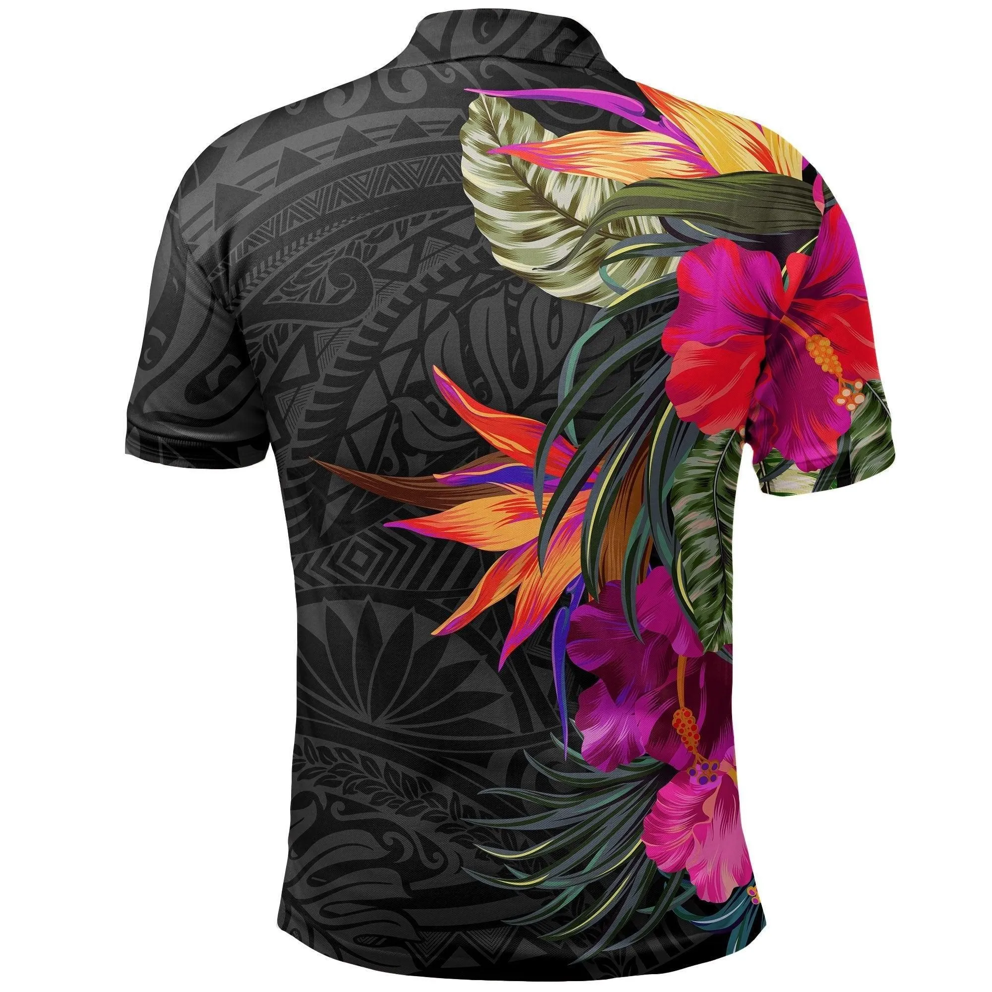 Polynesian Polo Shirt - Hibiscus Pattern