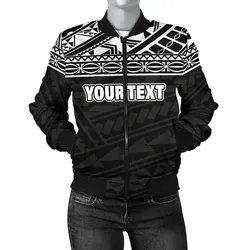 Polynesian Women's Bomber Jacket - Custom Black Style - BN09