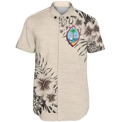 Guam Short Sleeve Shirt - The Beige Hibiscus