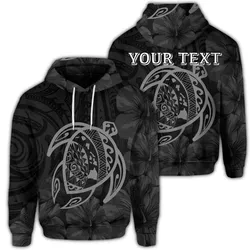 (Personalised) Hawaiian Map Turtle Kanaka Hibiscus Polynesian Hoodie - Gray