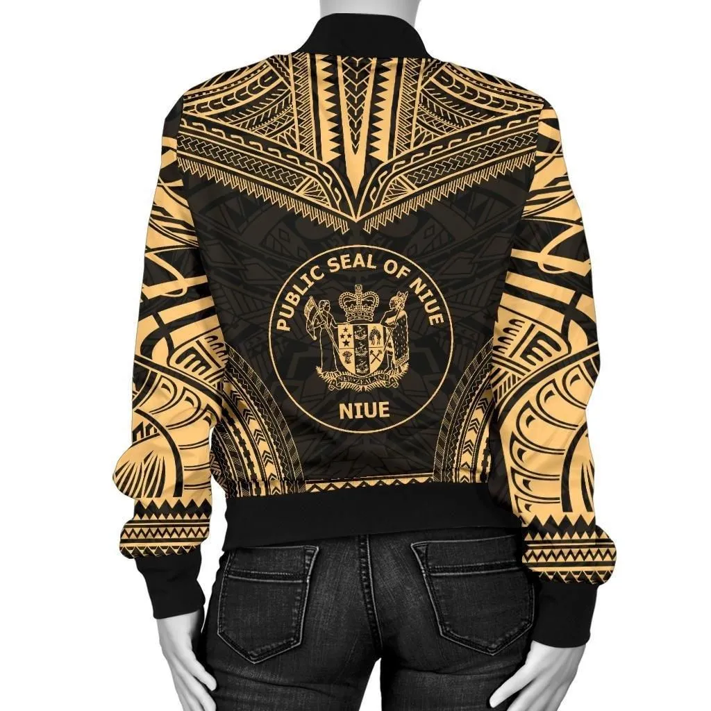 Alohawaii Jacket - Bomber Jacket Niue Polynesian Chief - Gold Version - Bn10