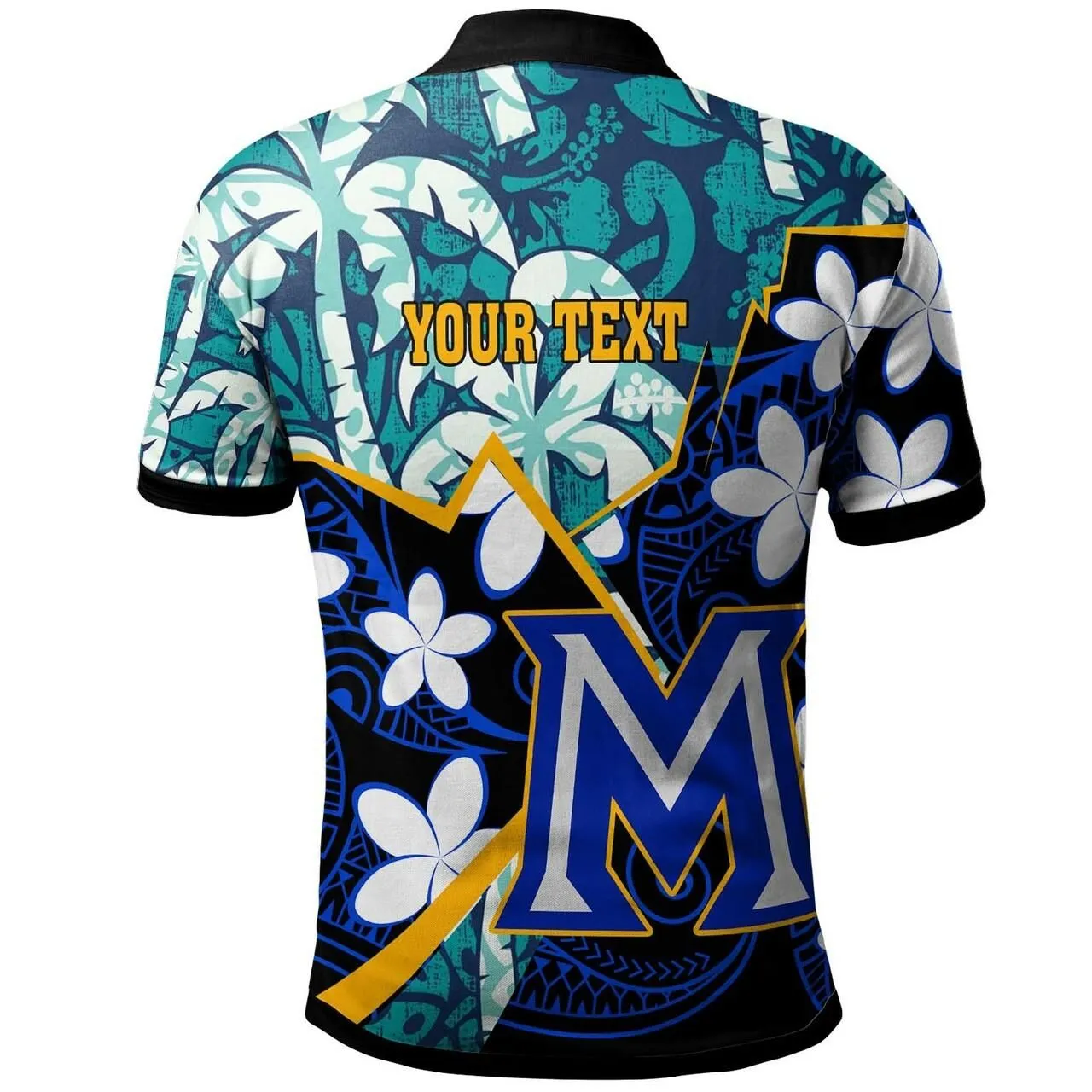 Hawaii Custom Personalised Polo Shirt - Maui High School Plumeria with Polynesian Pattern LT10