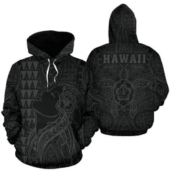 Alohawaii Hoodie - Polynesian Kakau Hula Girl Turtle Hibiscus Hawaii Hoodie Gray - AH - J1