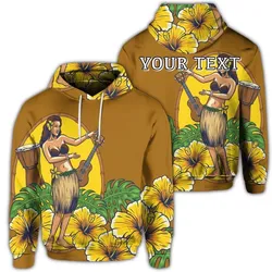 (Personalised) Hawaiian Hula Girl Monstera Hibiscus Polynesian Hoodie - AH