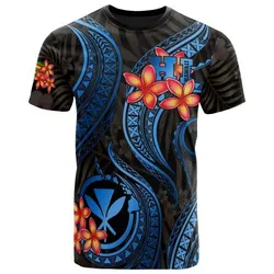 Polynesian Hawaii T-Shirt - Blue Plumeria