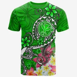 Hawaii T-shirt - Turtle Plumeria Polynesian Tattoo Green Color
