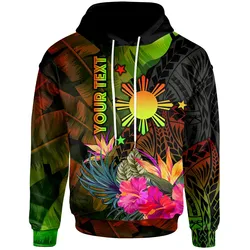 The Philippines Polynesian Personalised Hoodie -  Hibiscus and Banana Leaves
