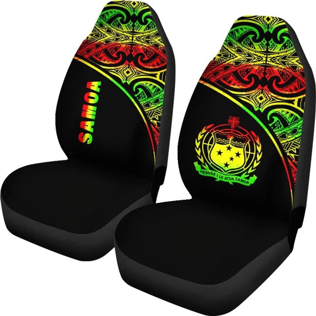 Samoa Car Seat Covers - Samoa Coat Of Arms Polynesian Reggae Curve