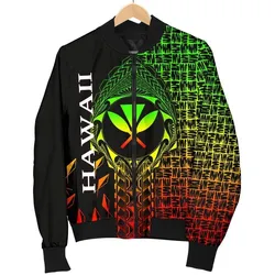 Hawaii Womens Bomber Jacket - Kanaka Maoli Rocket Style (Reggae)