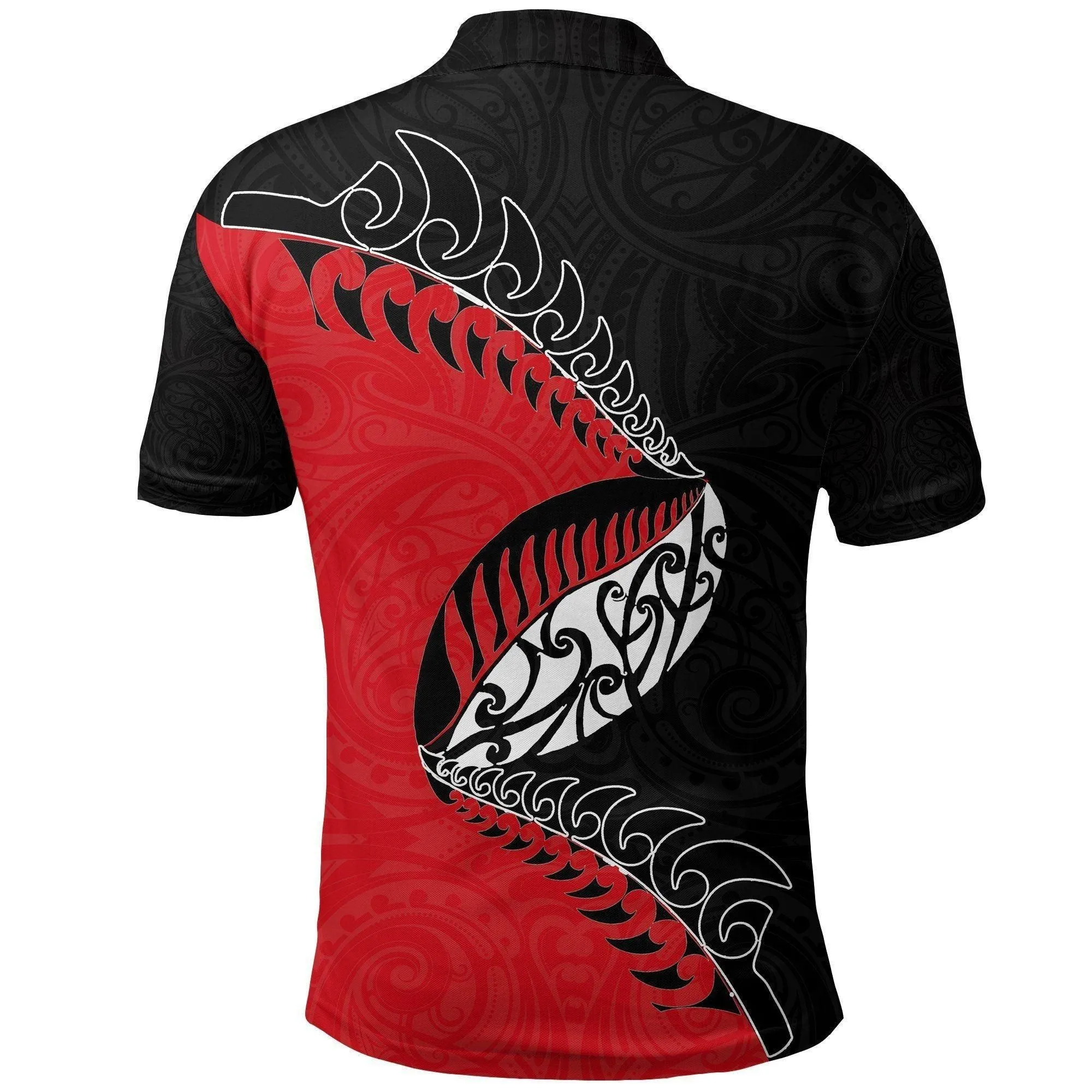 Polynesian Pride Polo Shirt - Aotearoa Rugby Fern Polo Shirt Red