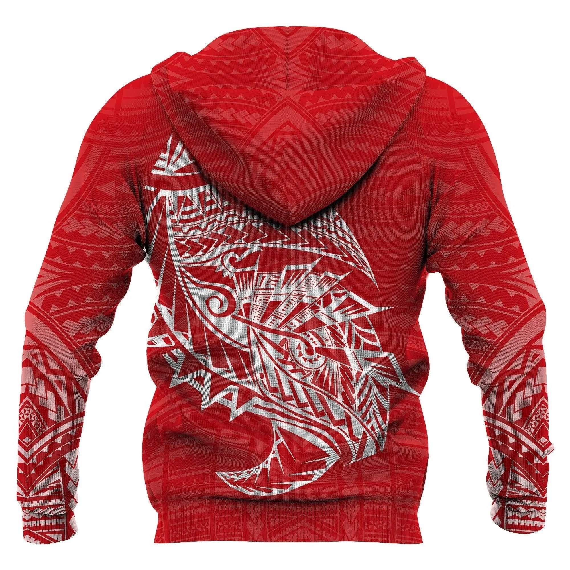 Samoa Rugby Hoodie - Samoa Coat Of Arms Polynesians Tattoo Style Red