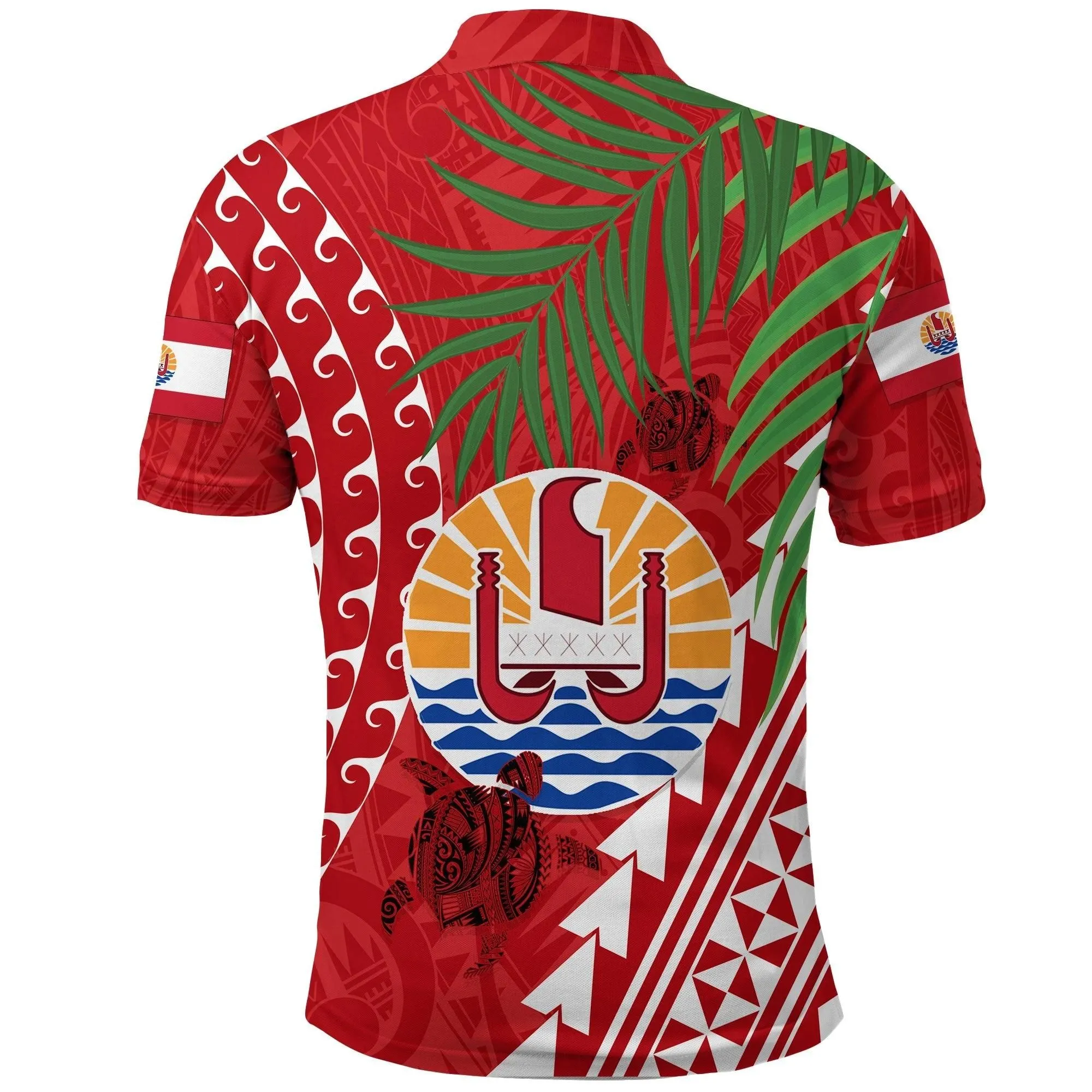 Tahiti Rugby Polo Shirt Coconut Leaves Coconut K13