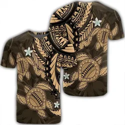 Alohawaii Tee - Hawaii Polynesian Turtle Hibiscus T-shirt Gold - AH - J4R