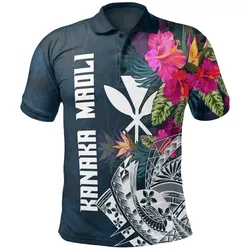 Hawaii Polo Shirt - Polynesian Hibiscus with Summer Vibes