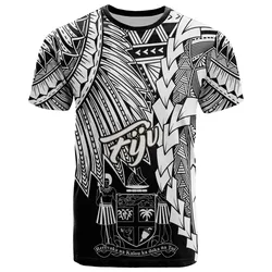 Fiji Polynesian T-Shirt - Tribal Wave Tattoo White
