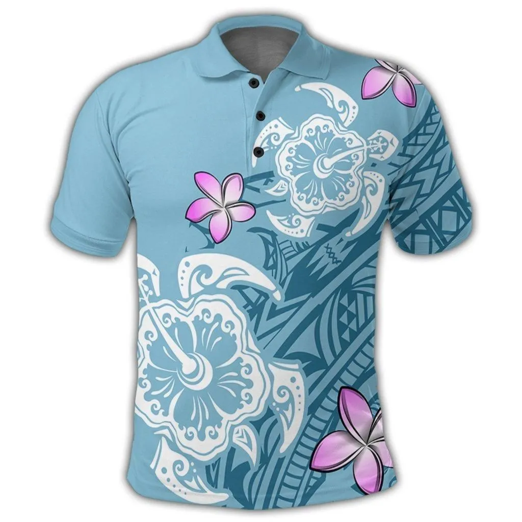 Hawaii Turtle Plumeria Polynesian Simple Polo Shirt