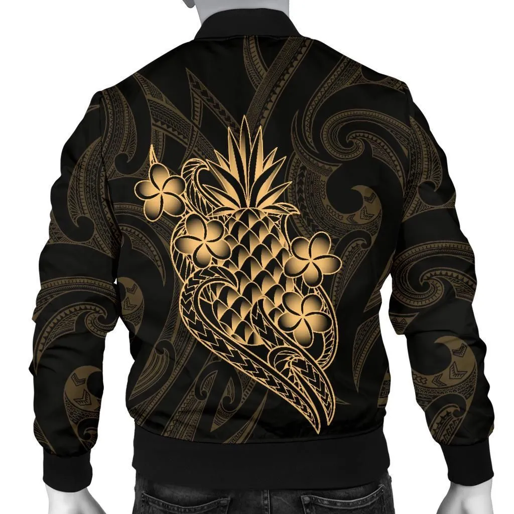 Polynesian Men's Bomber Jacket - Gold Pineapple - BN12