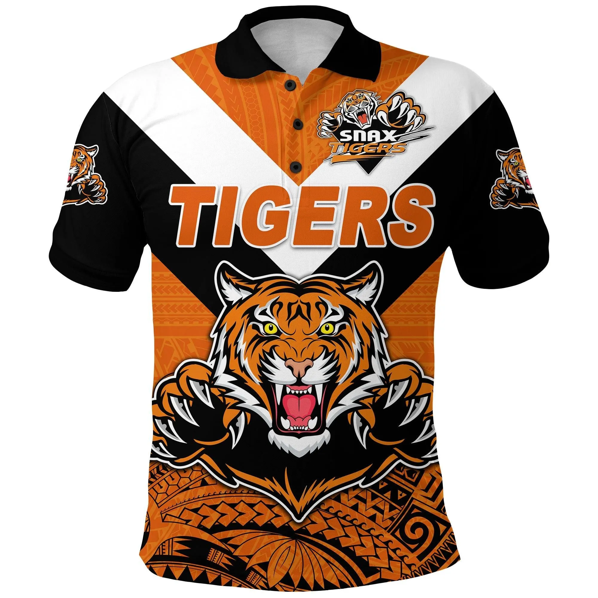 (Custom Personalised) Papua New Guinea Lae Snax Tigers Polo Shirt Rugby Simple Style - Black LT8