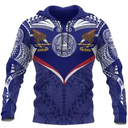American Samoa Powerful Hoodie - American Samoa Flag Seal Polynesian Tattoo