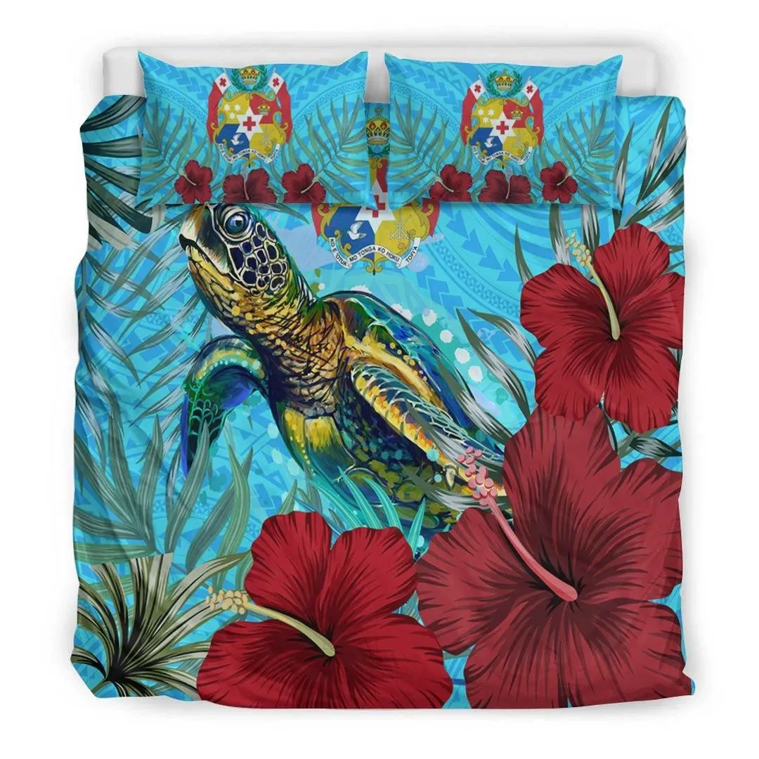 Alohawaii Bedding Set - Tonga Turtle Hibiscus Ocean Bedding Set A95