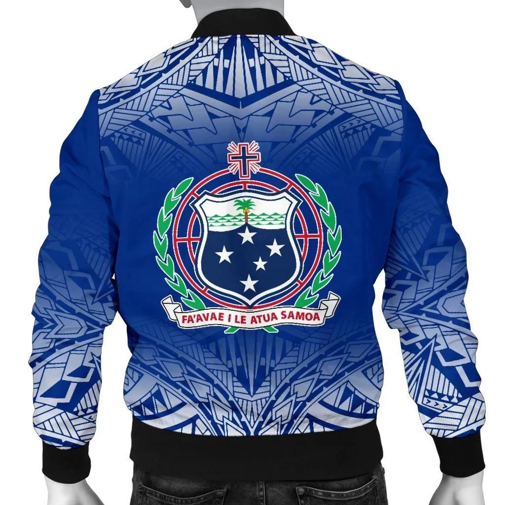 Samoa Custom Personalised Mens Bomber Jacket - Polynesian Fog Blue