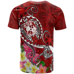 Tonga Custom Personalised T-Shirt - Turtle Plumeria (RED)
