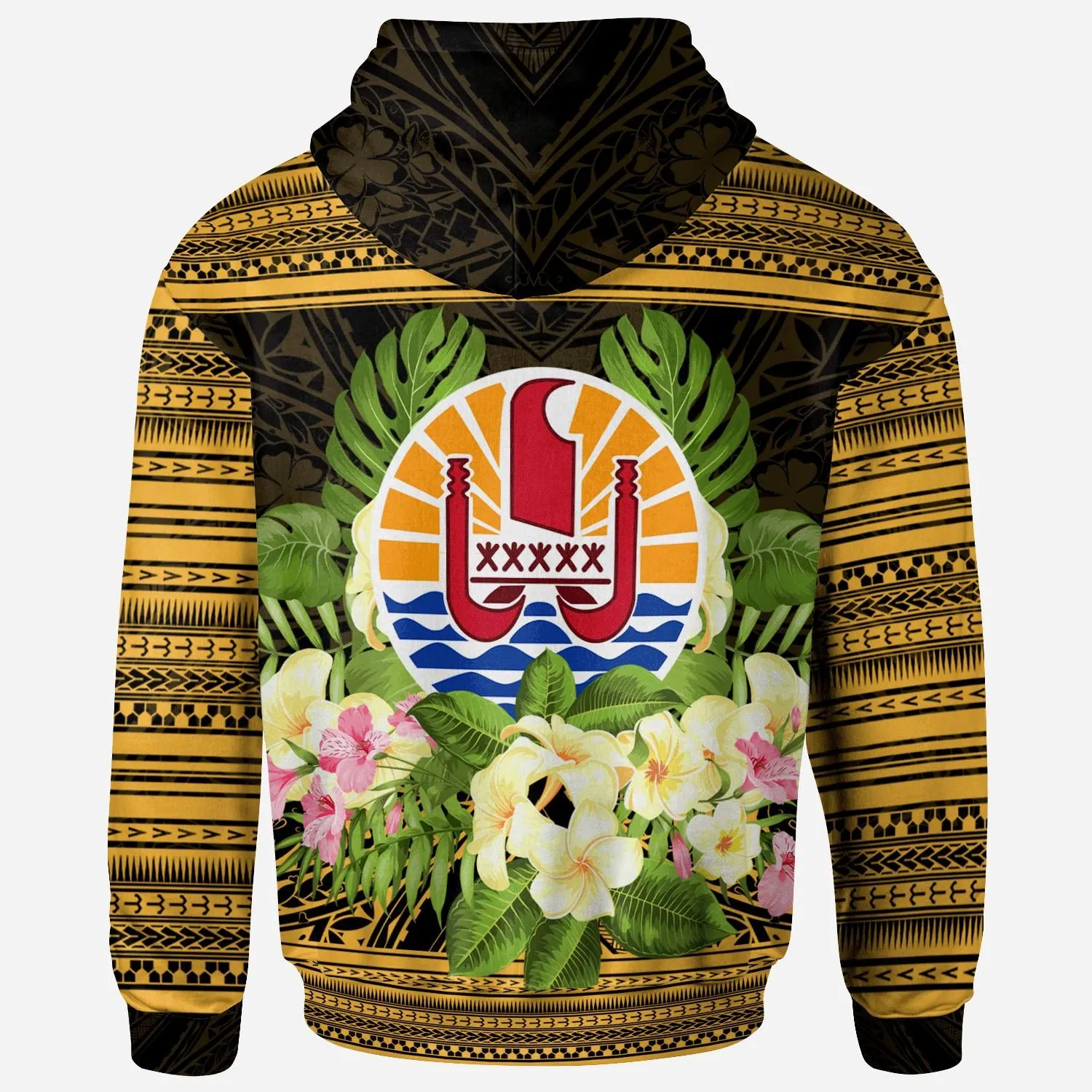 French Polynesia Tahiti Hoodie - Custom Personalised Tahiti Of Seal Tropical Flowers Style