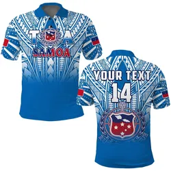 (Custom Text And Number) Samoa Rugby Polo Shirt Toa Samoa Polynesian Pacific Blue Version LT14