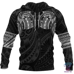 Tmarc Tee Polynesian Hoodie Tattoo Style White NVD1333