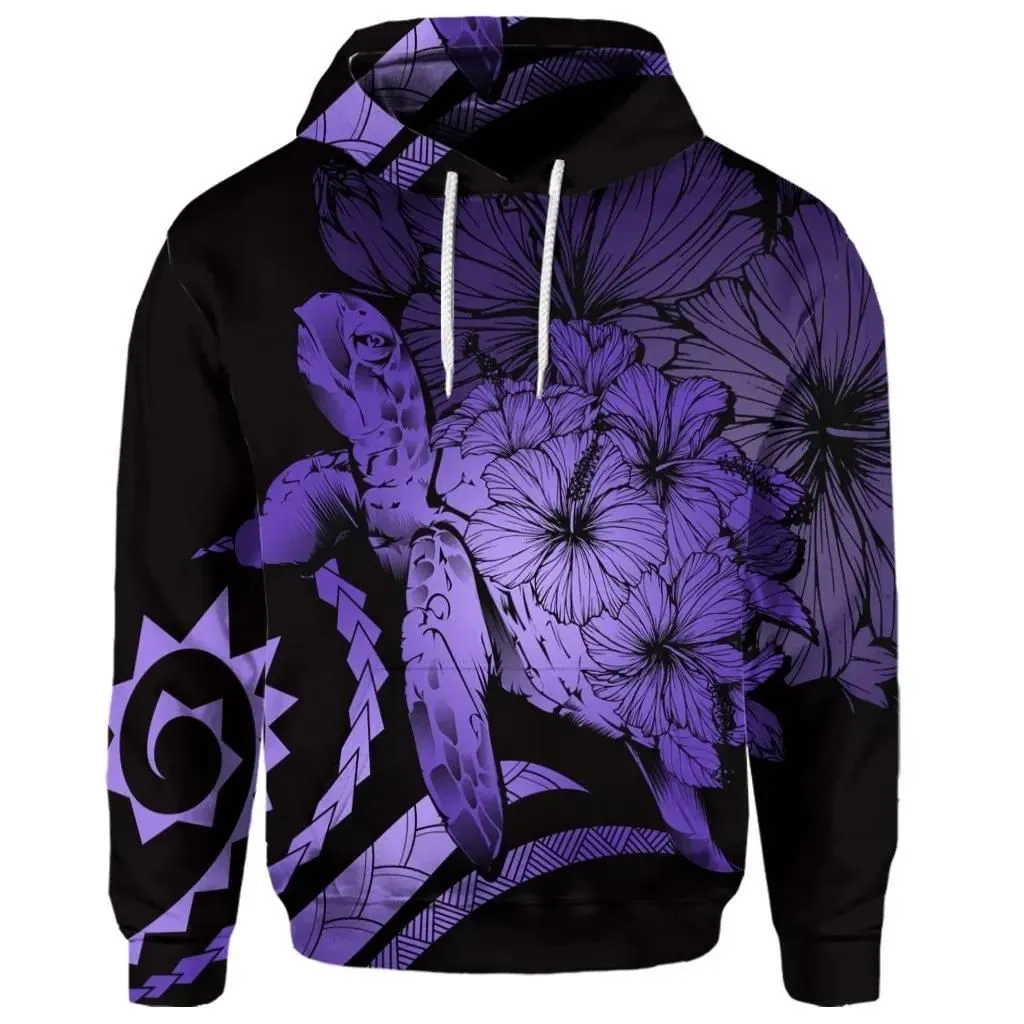 Alohawaii Hoodie - (Personalised) Hawaiian - Hawaii Turtle Hibiscus Polynesian Vintage Hoodie - Purple - AH - J4R