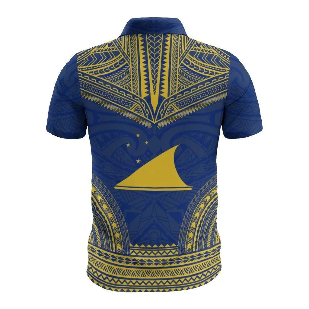 Tokelau Polo Shirt - Tokelau Flag Polynesian Chief Tattoo Flag Version