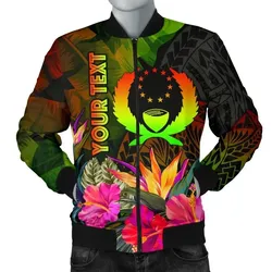 Pohnpei Polynesian Personalised Men's Bomber Jacket -  Hibiscus and Banana Leaves - BN15