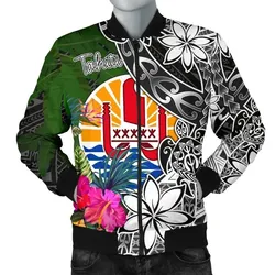 Tahiti Men Bomber Jacket - Turtle Plumeria Banana Leaf - BN11