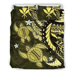Alohawaii Bedding Set - Cover and Pillow Cases Hawaiian - Hawaii Polynesian Turtle Hibiscus - Yellow - AH - J4