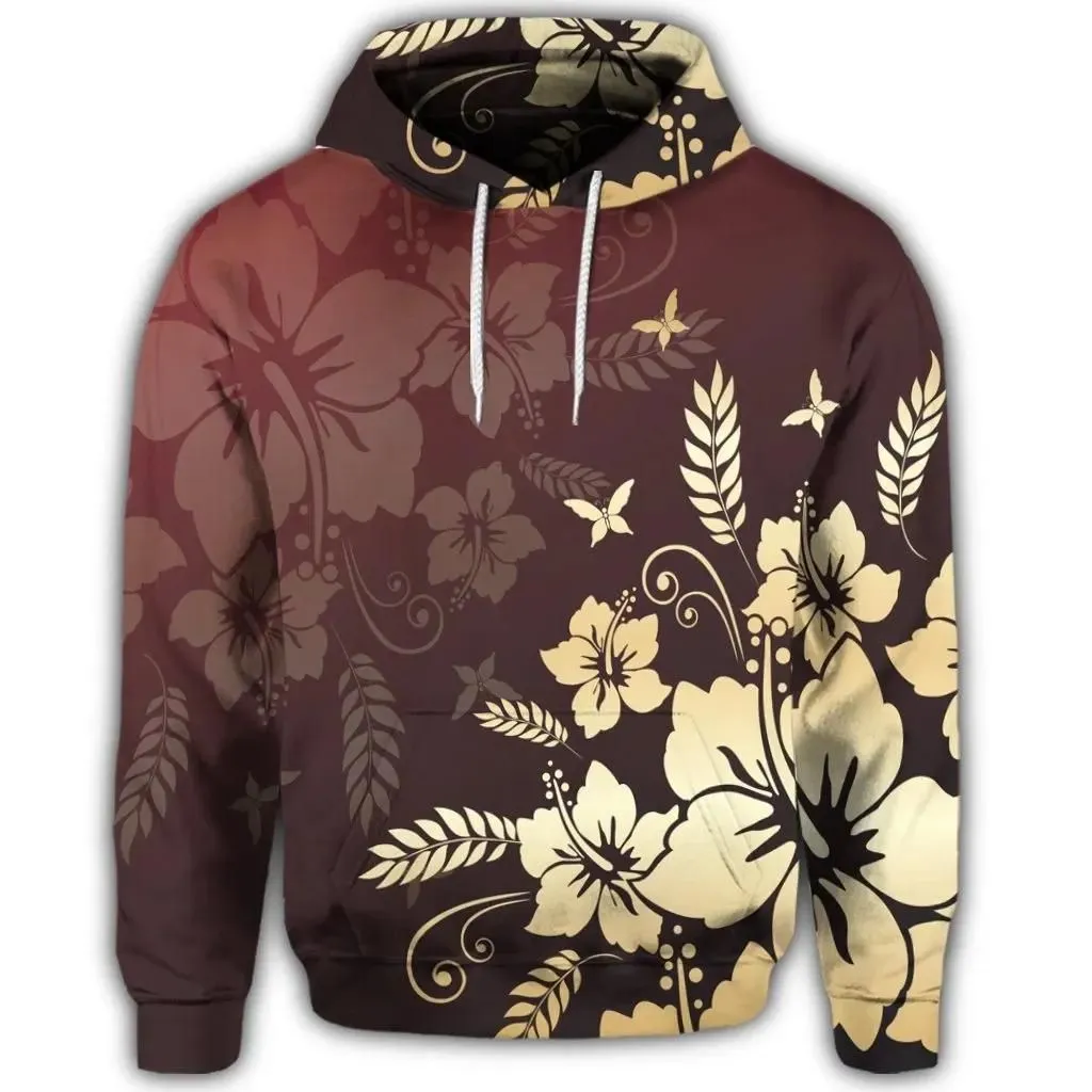 Alohawaii Hoodie - Hawaiian Golden Hibiscus Butterfly Polynesian Hoodie - AH - JR