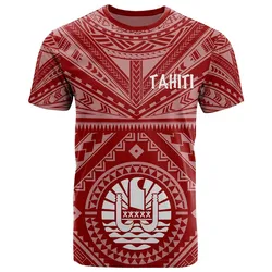Tahiti T-Shirt - Tahiti Seal In Polynesian Tattoo Style (Red)