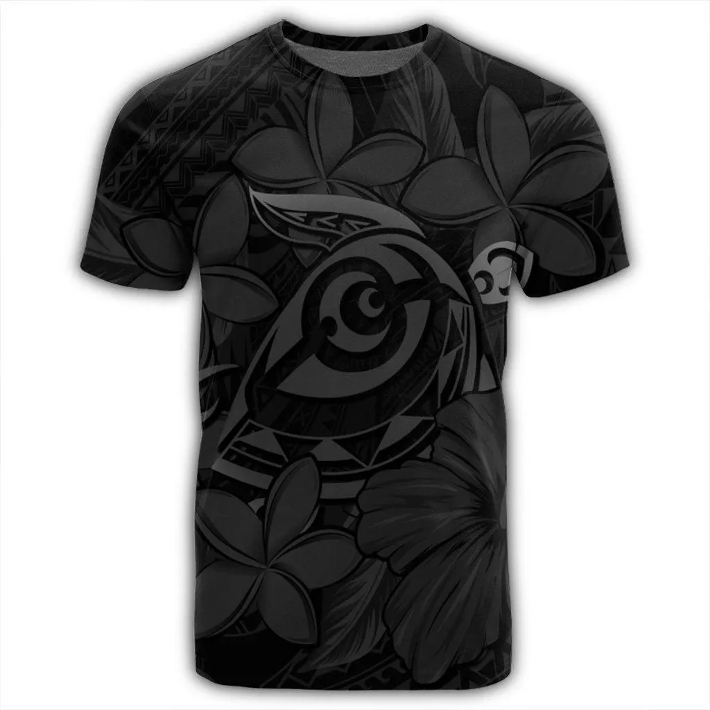 Hawaiian Turtle Hibiscus Plumeria Kanaka Polynesian T-Shirt Gray - Soft Style - AH