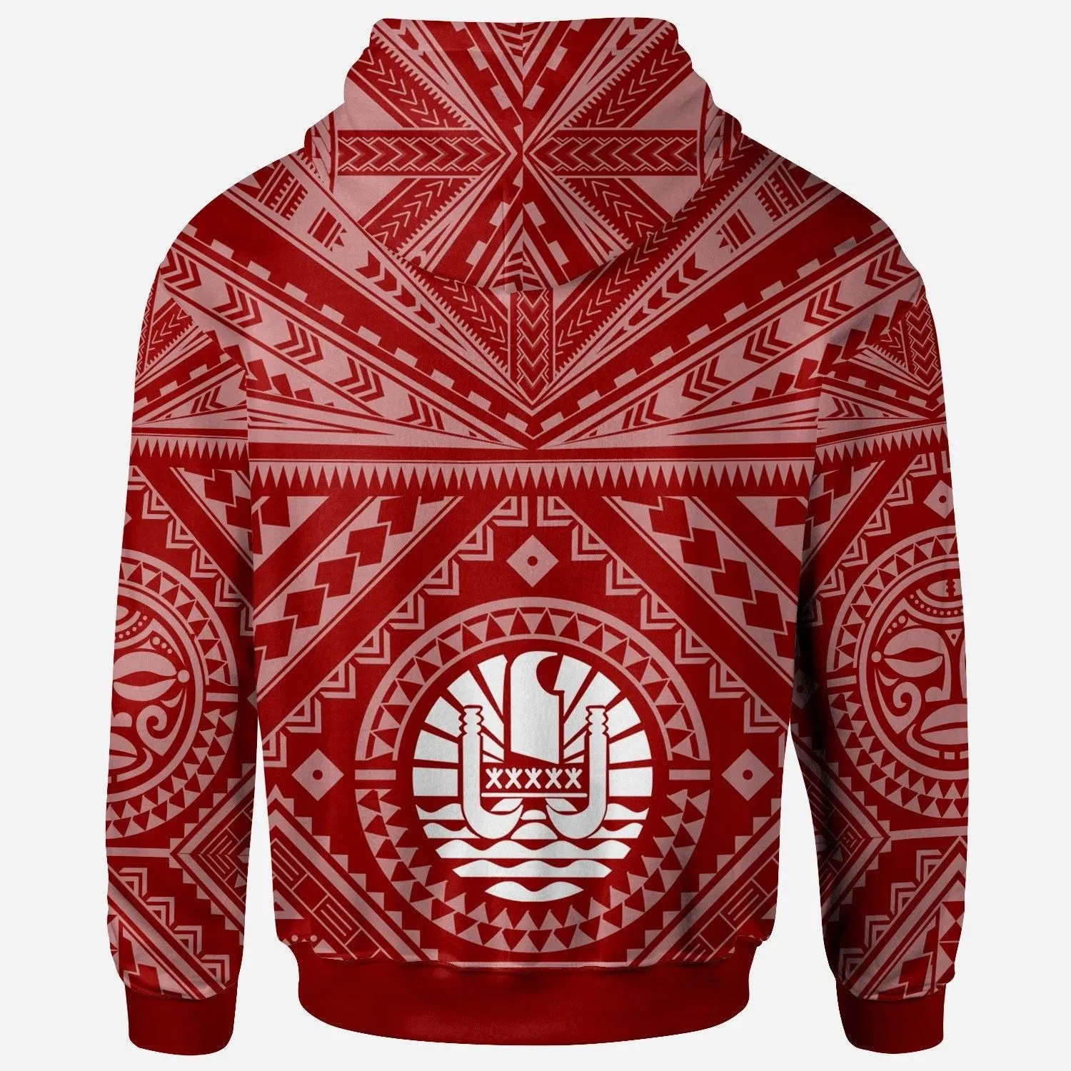Tahiti Hoodie - Tahiti Seal In Polynesian Tattoo Style (Red)