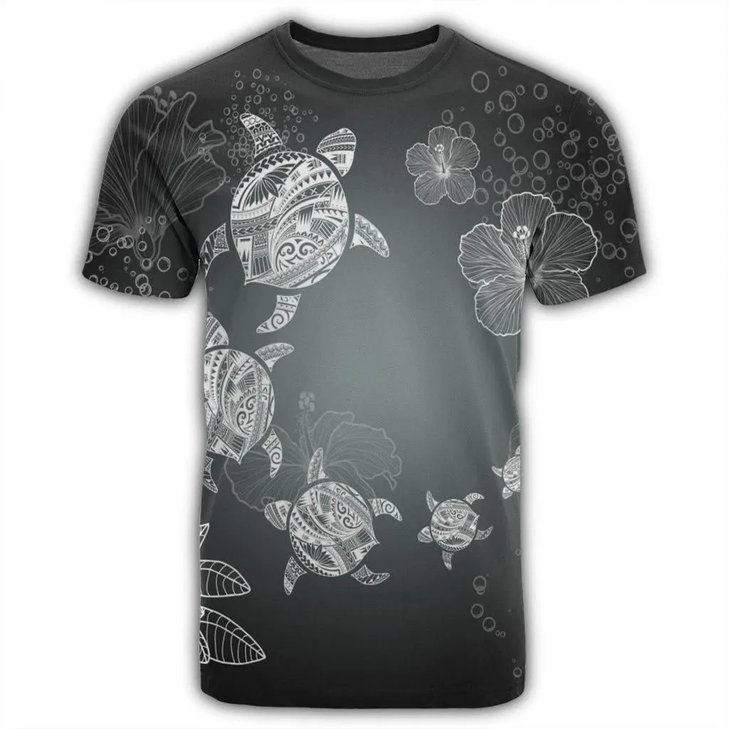 Alohawaii Tee - Hawaiian Plumeria Hibiscus Turtle Under Sea Polynesian T-Shirt White AH - J7R
