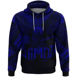American Samoa Hoodie Eagle Tattoo Style Dark Blue A7
