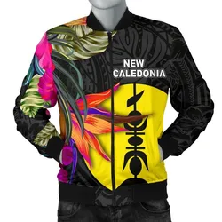 New Caledonia Mens Bomber Jacket - Polynesian Hibiscus Pattern