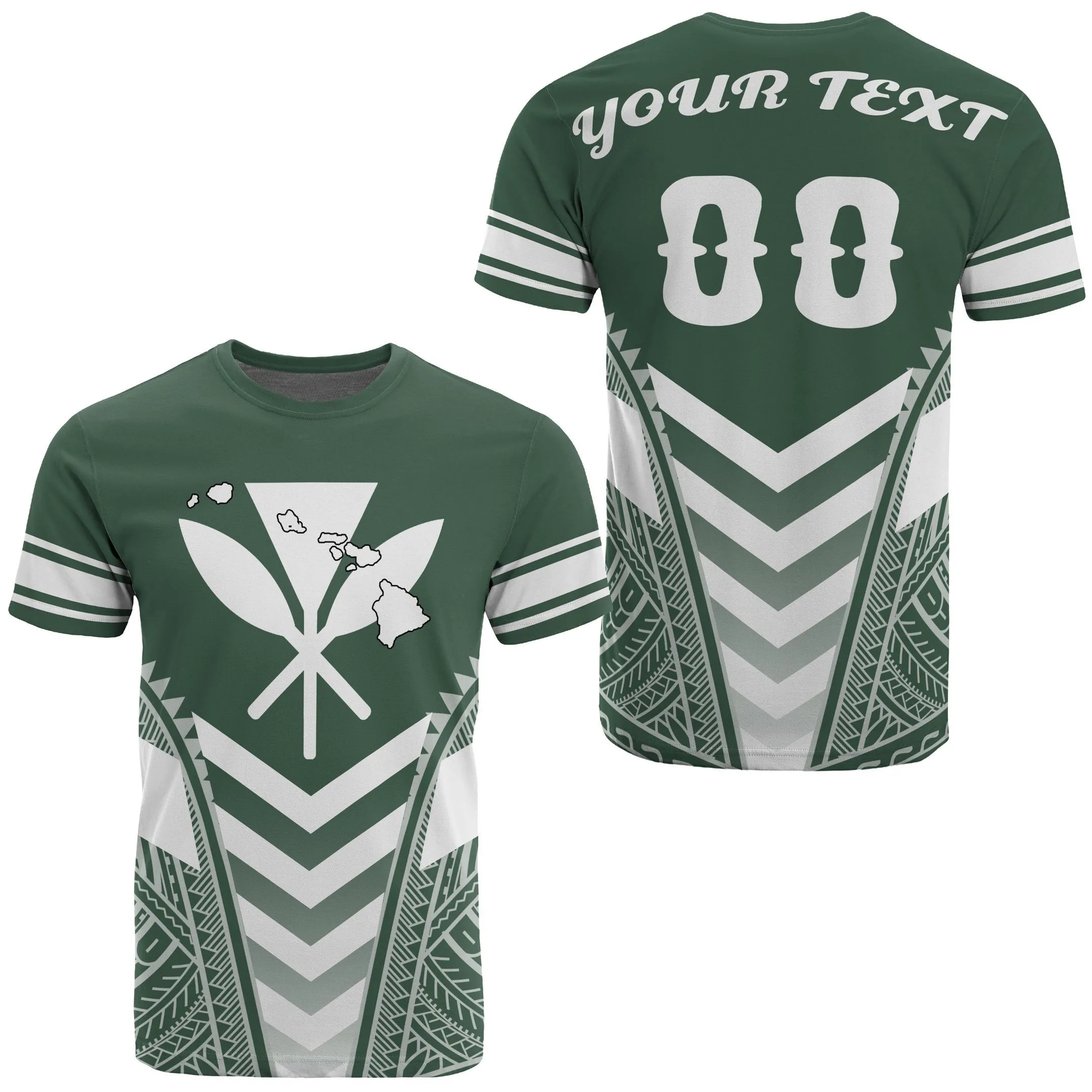 Hawaii Kanaka Map Football Polynesian T Shirt Green Maris Style Ah J3 Hawaiian Shorts Beach Short Sleeve