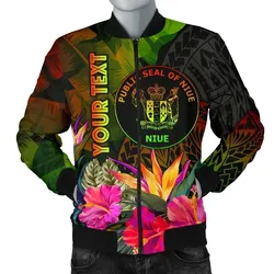 Niue Polynesian Personalised Men's Bomber Jacket - Hibiscus and Banana Leaves - BN15
