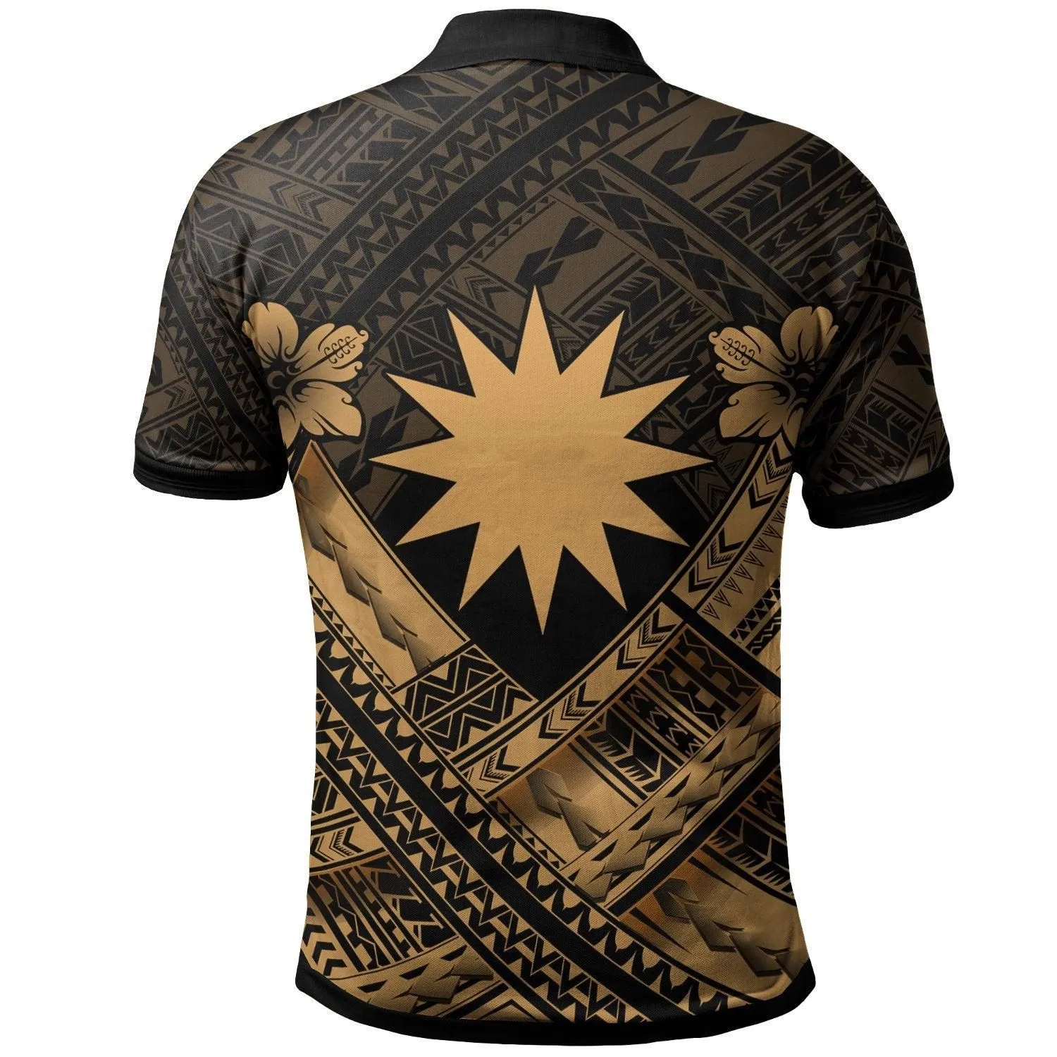 Nauru Polynesian Custom Personalised Polo Shirts - Nauru Gold Seal Camisole Hibiscus Style