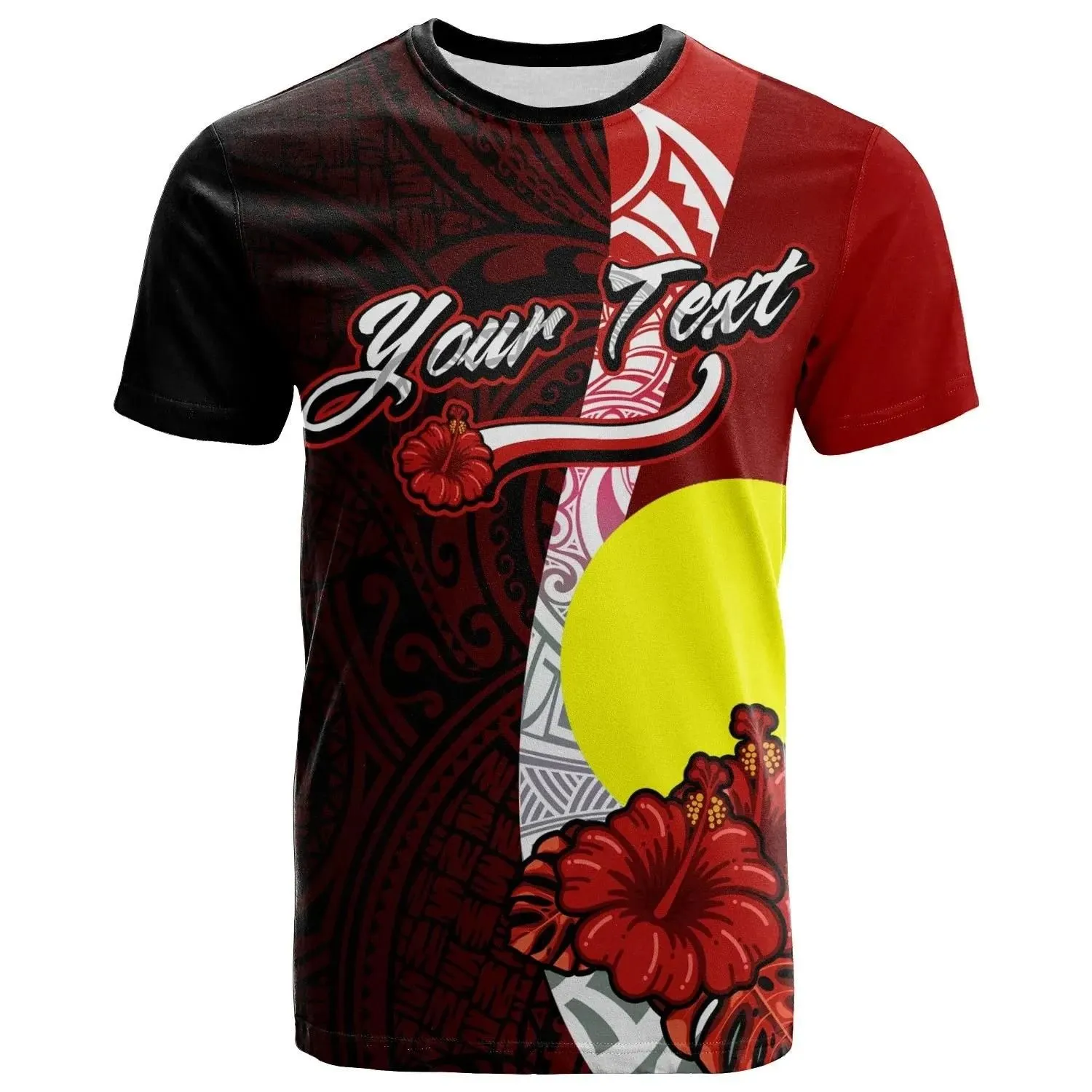 Palau Polynesian Custom Personalised T-Shirt - Coat Of Arm With Hibiscus - BN12