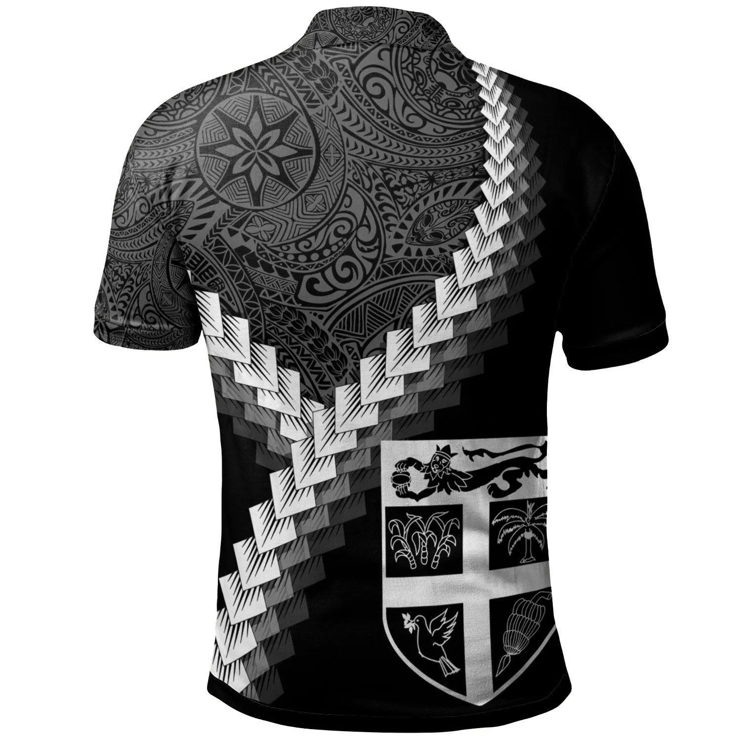 Fiji Polo Shirt - Coat Of Arms With Polynesian Tattoo