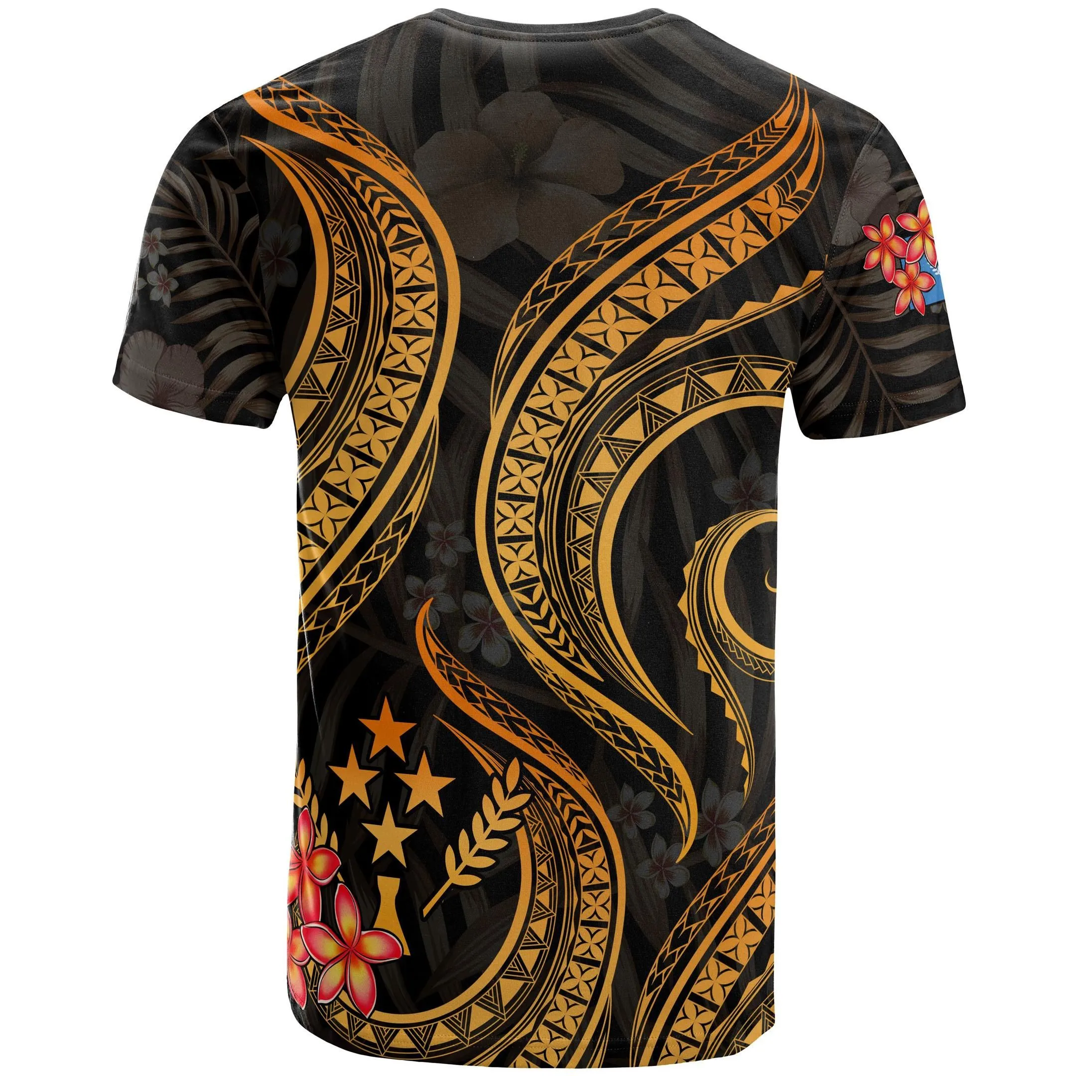 Alohawaii T-Shirt - Tee Kosrae Micronesian - Gold Plumeria - BN11