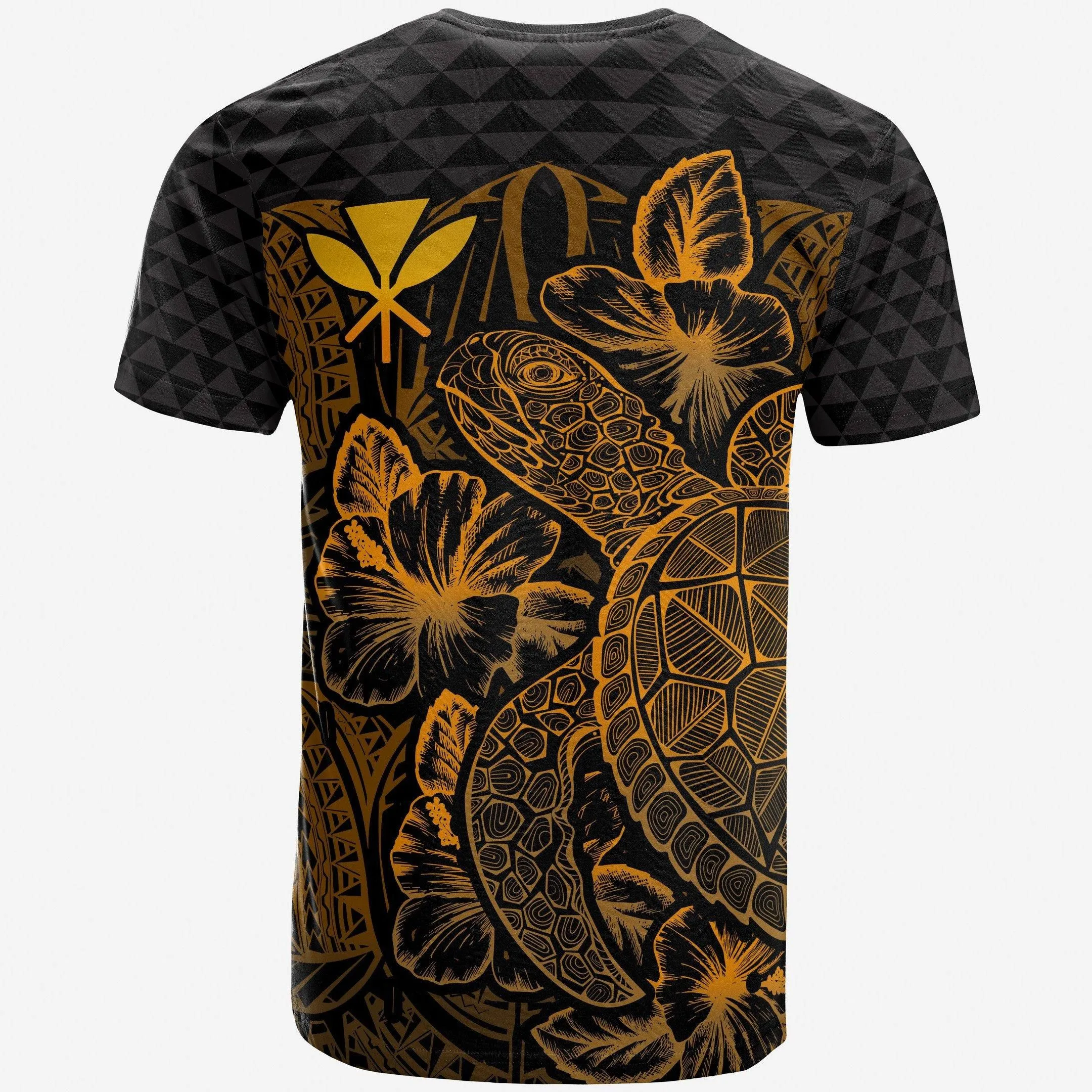 Alohawaii T-Shirt - Tee Hawaii Polynesian - Turtle Hibiscus Gold - BN39