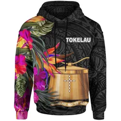 Tokelau Hoodie - Polynesian Hibiscus Pattern